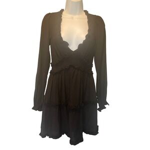 Womens Y2K Goth Coquette Ruffle Tiered Mini Dress Small Dark Romantic Homecoming